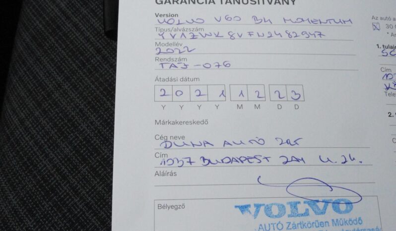 VOLVO V60 2.0 [B4] MHEV Momentum Pro Geartronic MAGYARORSZÁGI-61eKm-1 ÉV GARANCIÁVAL!! teljes
