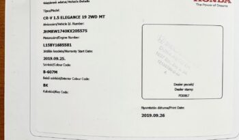 HONDA CR-V 1.5 Elegance MAGYAR-VEZ.SZ.KÖNYV-107eKM-EGY TULAJ-8xKERÉK-GYÁRI GARANCIA! teljes