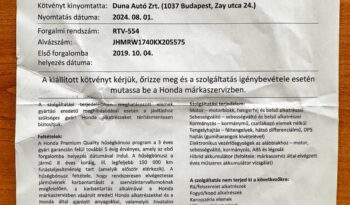 HONDA CR-V 1.5 Elegance MAGYAR-VEZ.SZ.KÖNYV-107eKM-EGY TULAJ-8xKERÉK-GYÁRI GARANCIA! teljes