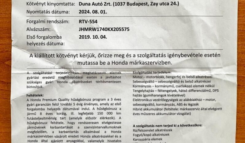 HONDA CR-V 1.5 Elegance MAGYAR-VEZ.SZ.KÖNYV-107eKM-EGY TULAJ-8xKERÉK-GYÁRI GARANCIA! teljes