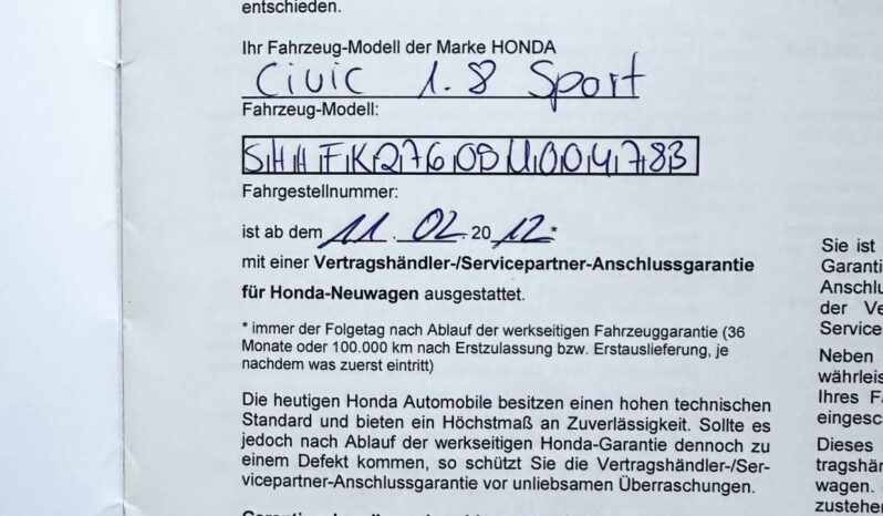 HONDA CIVIC 1.8 Sport VEZ.SZ.KÖNYV-DIGIT KLIMA-TEMPOMAT-TOL.RADAR-SÉRÜLÉSMENTES! teljes